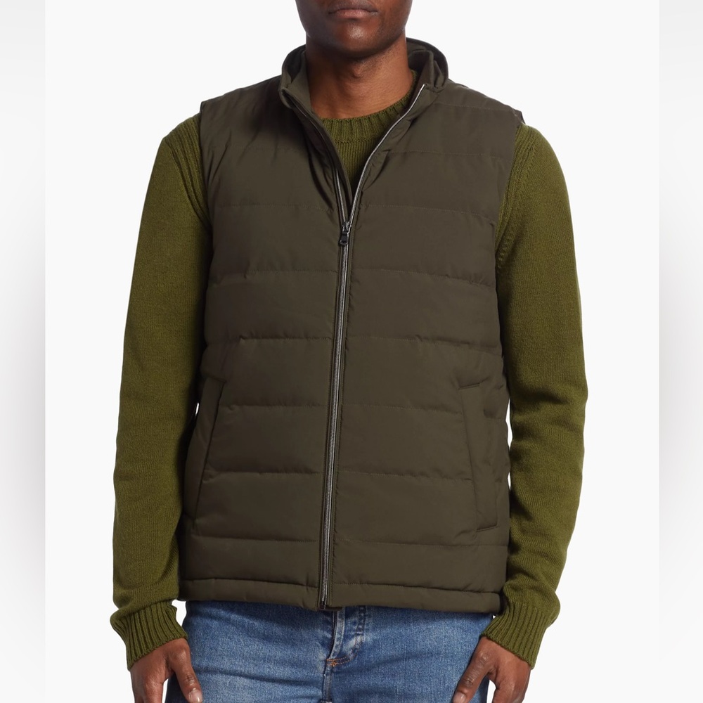 Saks Fifth Avenue Puffer Vest Duck Down Green Mens XL Ski Apres Ski Outdoor